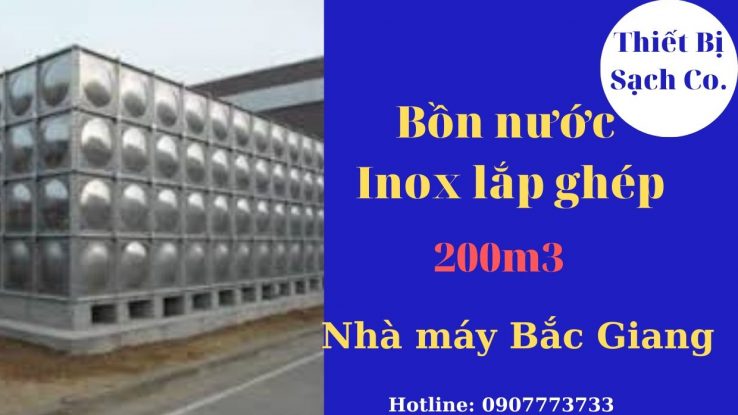 bồn nước lắp ghép inox 200m3 nhà máy bắc giang