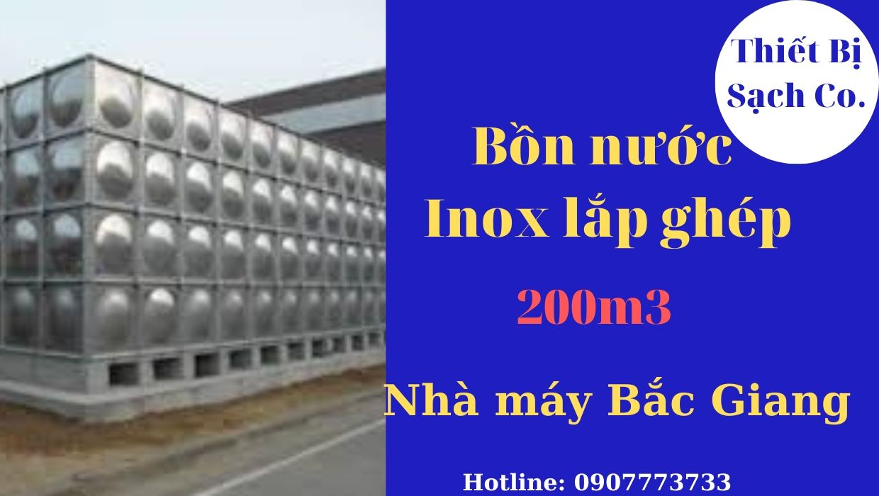 bồn nước lắp ghép inox 200m3 nhà máy bắc giang